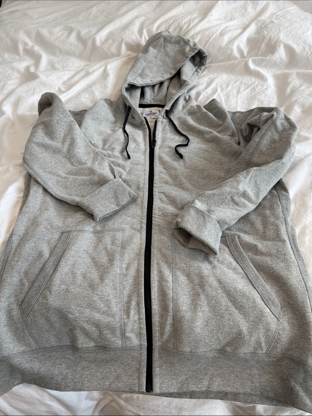 Reigning Champ Heavyweight Light Gray Full-Zip Hoodie Sweatshirt
